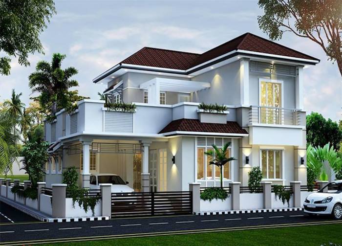 Desain teras rumah atap miring