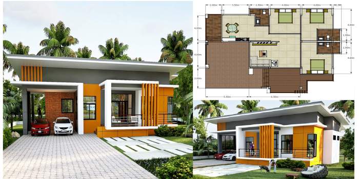 Desain rumah modern 1 lantai 4 kamar